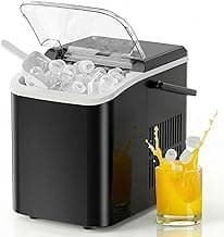 NEWBULIG Ice Makers Countertop with Handle, Portable Ice Machine, 9 Bullet Cubes in 6 Mins, 26lbs in 24Hrs, Auto-Cleaning, with Basket and Scoop, for Home, Kitchen, RV, Camping, Black