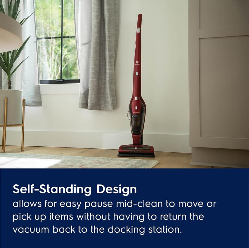 Electrolux Ergorapido Pet Cordless 2-in-1 Vacuum Cleaner with Motorized Pet Nozzle for Easy Pet Hair Removal, 48-Minute Run Time, 2 Power Modes, Chili Red