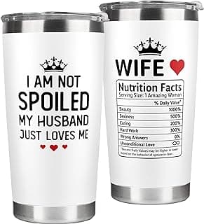 Gifts for Wife - Wife Gifts from Husband - Wedding Anniversary for Women, Valentines, Birthday Gift Ideas, Mothers Day, Christmas Gift for Her - Romantic Cup for Her - 20 Oz White Tumbler