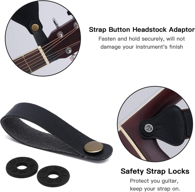 tifanso Guitar Strap, Soft Cotton Straps With 3 Pick Holders, Button Headstock Adaptor, 1 Pair Locks and 3 Picks Set For Electric/Acoustic Guitar