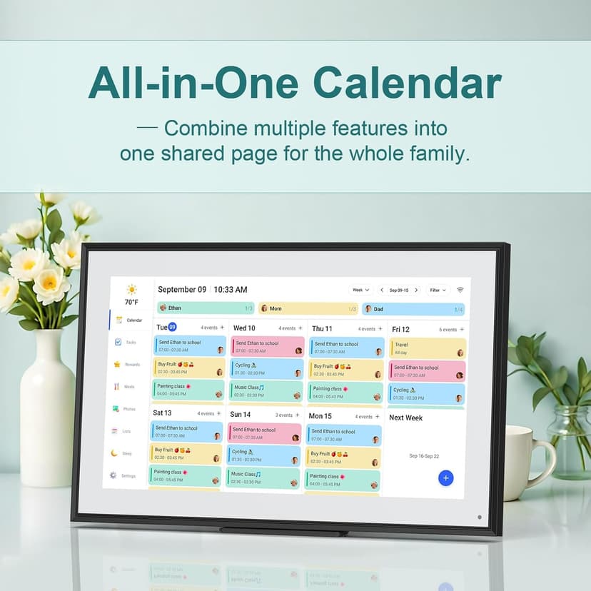 Canupdog 15.6 Inch Digital Calendar Wall Planner 2025-2026 – HD Touchscreen Smart Photo Display for Family Schedules, 32GB Electronic Calendar Chore Chart + To-do List, Christmas Gifts for Women Mom