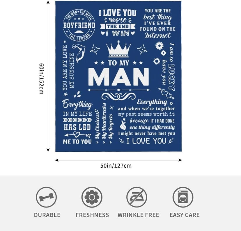 Boyfriend Gifts from Girlfriend, Birthday Gifts for Him Boyfriend Ideas, Anniversary Meaningful Gifts for Boyfriend Throw Blanket 60" x 50"