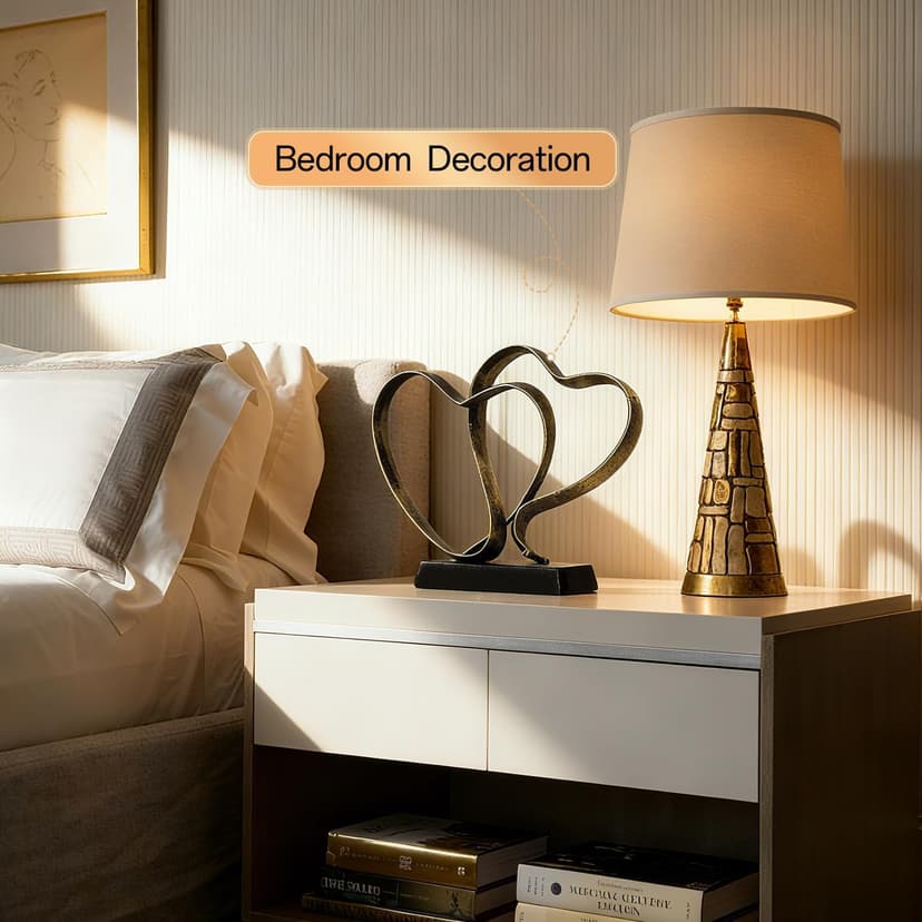 Anniversary Wedding Gifts for Couple - Two Hearts and Cross Iron Sculpture, 1st to 50th for Her and Him,Decorative Hearts Statue Includes Present Box and Poem Card