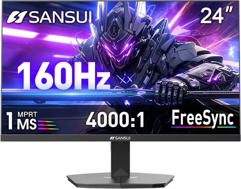 SANSUI 24" 1ms 160Hz Gaming Monitor, FHD 1080P Computer Screen, FreeSync Sync, 4000:1 Contrast, 110% sRGB, HDMI & DP Ports, VESA Mount, HDMI Cable Included