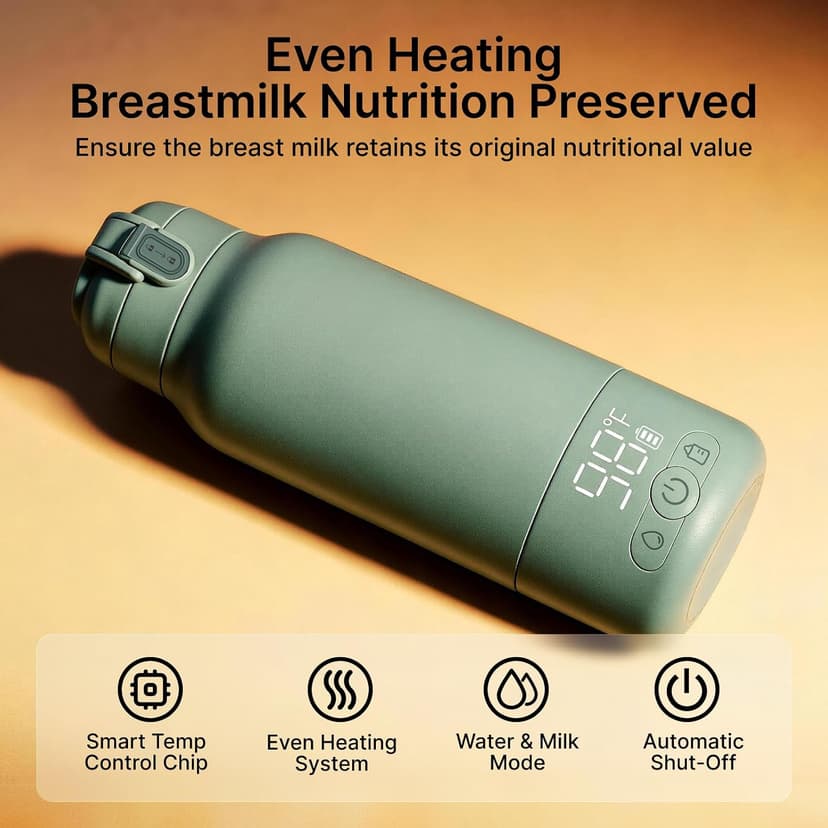 Fast Heating with Nutrients Preserved, Precise Temp Control, Dual Heating Modes for Breast Milk & Water, 17OZ Large Capacity Momcozy Portable Bottle Warmer for Breast Milk, Baby Travel Essentials B0DKHCWJ5G