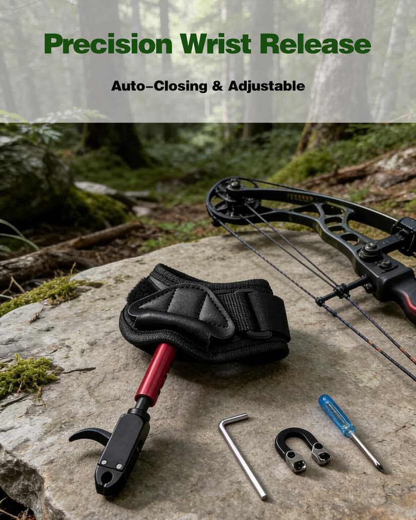 NovaSpark Archery Wrist Release Aid for Compound Bow – Auto-Closing Jaws & 3-Stage Adjustable Length | Smooth Caliper Trigger | Comfortable Strap for Youth & Adults Target Practice, Hunting