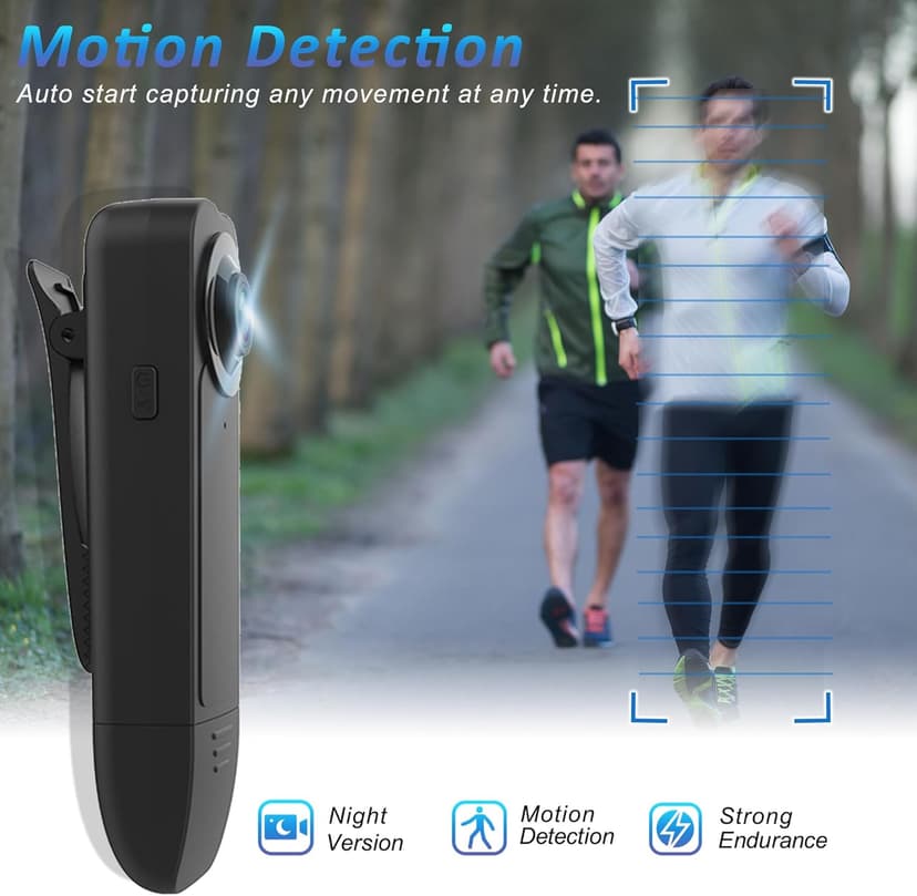 Mini Body Camera with Audio & Video Recording - Small POV Cam 1080P with 64G Card - Wearable Personal Portable Cameras Recorder DV - Night Version Camcorder for Security Work Records Guard Traveling