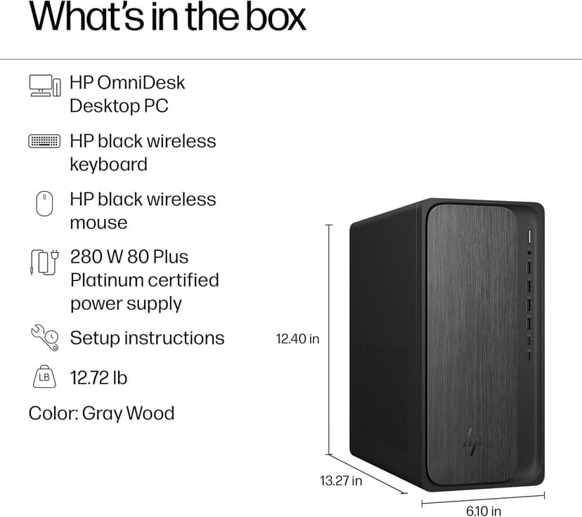 HP OmniDesk Desktop Computer PC, AMD Ryzen 7 8700G, 32GB DDR5 Memory, 1TB NVMe SSD, Radeon 780M Graphics, Wi-Fi 6 + Bluetooth 5.4 (Includes Keyboard + Mouse)