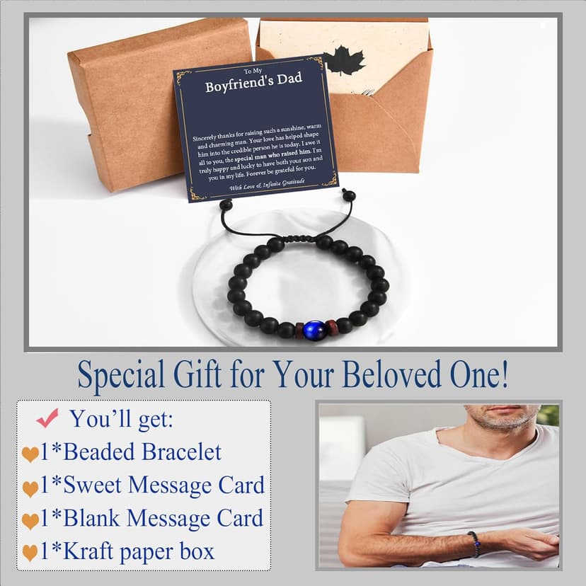 Fathers Day Gift for Dad, Papa, Boyfriend's Dad Bead Bracelet for Birthday, Christmas