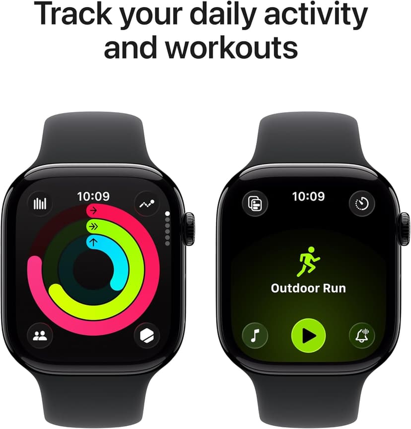 Apple Watch Series 11 [GPS 46mm] Smartwatch with Jet Black Aluminum Case with Sport Band - M/L. Sleep Score, Fitness Tracker, Health Monitoring, Always-On Display, Water Resistant