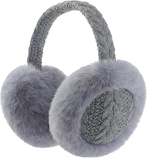 Pleneal Ear Muffs for Winter Women, Foldable Earmuffs Faux Fur Warm Ear Warmers for Women, Outdoor Cute Ear Covers for Girls
