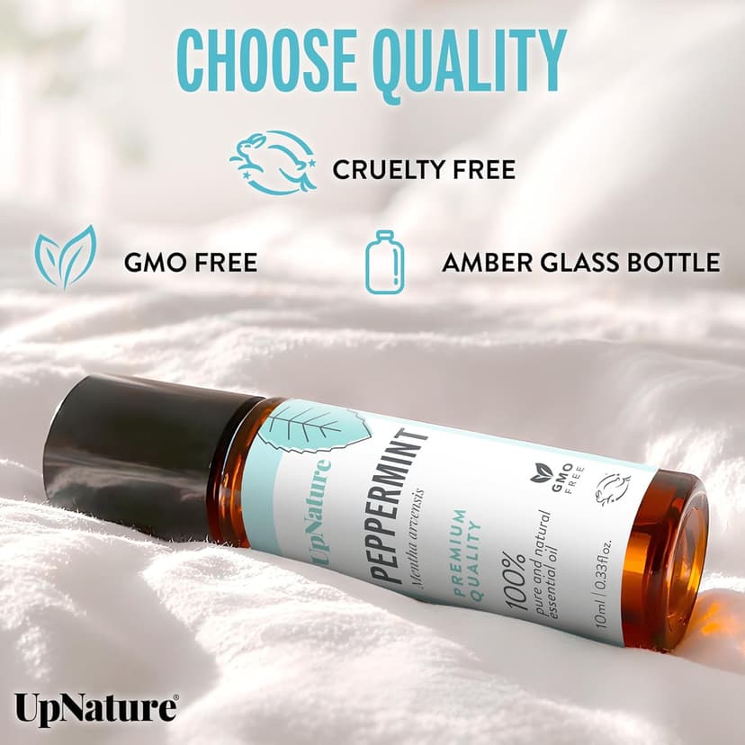 100% natural peppermint essential oil roll-on for nausea, morning & motion sickness relief - pregnancy essentials, chemo UpNature Peppermint Oil Roll On for Pregnancy Nausea & Morning Sickness B07JDX322C