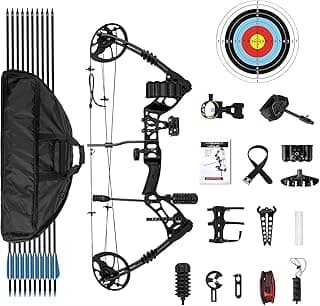 Compound Bow and Arrow Set, 30-70 Lbs Draw Weight, 23.5"-31" Draw Length, Right Handed Bow for Adult, 320 Fps Hunting & Target Bow with Accessories