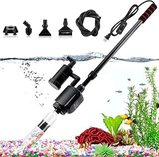 AQQA Electric Aquarium Gravel Cleaner, 6 in 1 Automatic Fish Tank Cleaning Tools Gravel Vacuum for Aquarium, Suitable for Change Water Wash Sand Water Filter and Water Circulation (320GPH, 20W)