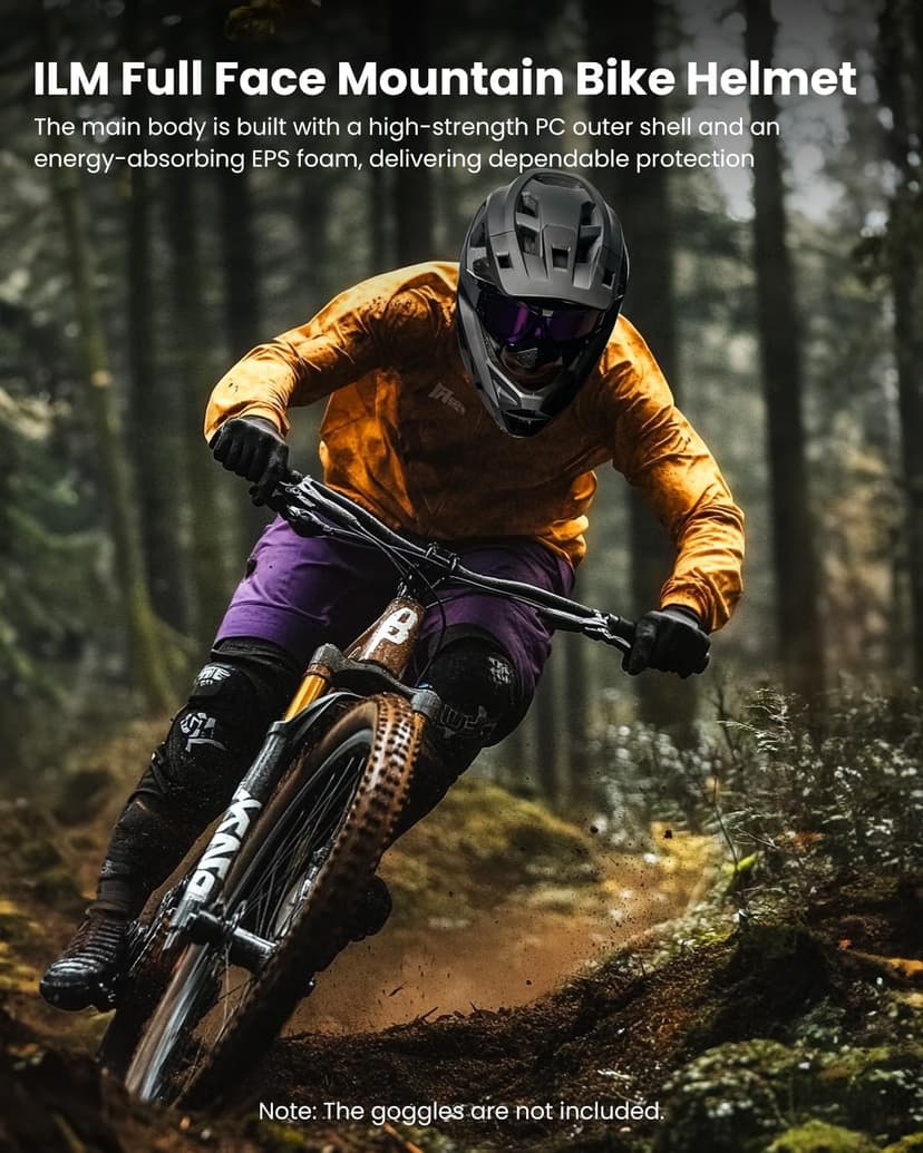 ILM Adult Mountain Bike Helmet Men & Women Full Face Lightweight BMX MTB Helmet ASTM CPSC CE Certified Cycling Helmet Model ZL-B068