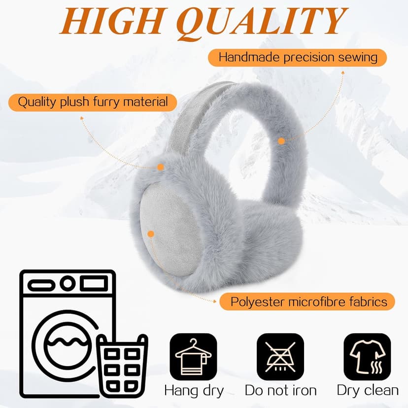 Tavaleu Ear Muffs for Winter Women, Foldable Fuzzy Earmuffs Faux Fur Warm Ear Warmers Covers Cold Weather