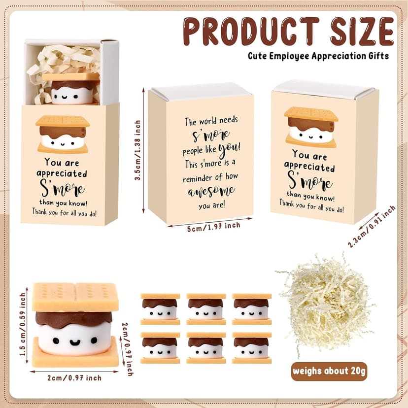 for Food Service Week Customer Service Week Vet Tech, Office Party Favor with Box, Thank You for Coworker Staff Team Teacher Wettarn 24 Sets Employee Appreciation Gifts S'more Gift Bulk, Marshmallow B0DLNH8JPN