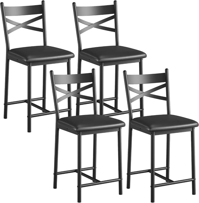IDEALHOUSE 26 Inch Bar Stools Set of 4, Upholstered Bar Chairs with Back, Thick Cushion, Counter Height Barstools for Kitchen Island Apartment Counter Bar (4)