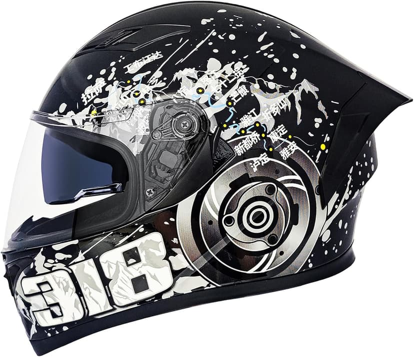 Adult Full Face Motorcycle Helmet with Dual Visor, DOT Approved Street Bike Racing ADV Motocross Helmets for Men Women, Ventilation