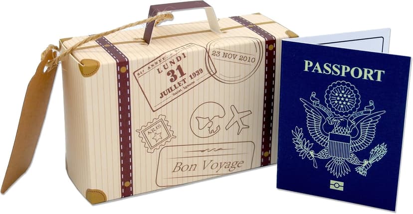 Surprise Mini Suitcase & USA Pretend Passport Reveal Gift: YOU WRITE the Secret Destination, THEY SCRATCH to Reveal! Surprise Vacation Reveal for Birthdays, Anniversaries, Valentines & Family Trips B0C4V64PJF