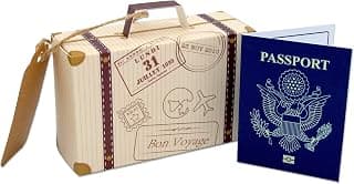Surprise Mini Suitcase & USA Pretend Passport Reveal Gift: YOU WRITE the Secret Destination, THEY SCRATCH to Reveal! Surprise Vacation Reveal for Birthdays, Anniversaries, Valentines & Family Trips B0C4V64PJF