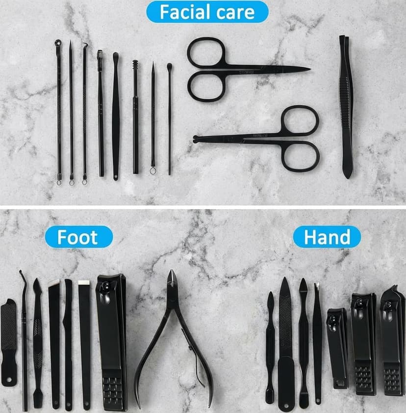 Manicure Set Professional Nail Clipper Kit-26 Pieces Stainless Steel Manicure Kit,nail Care Tools with Luxurious Travel Case