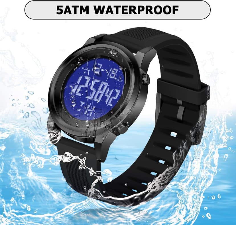 MONDISOLT Military Black Waterproof Sports Wrist Watches for Men Digital Tactical Mens Sport Watches Waterproof Military