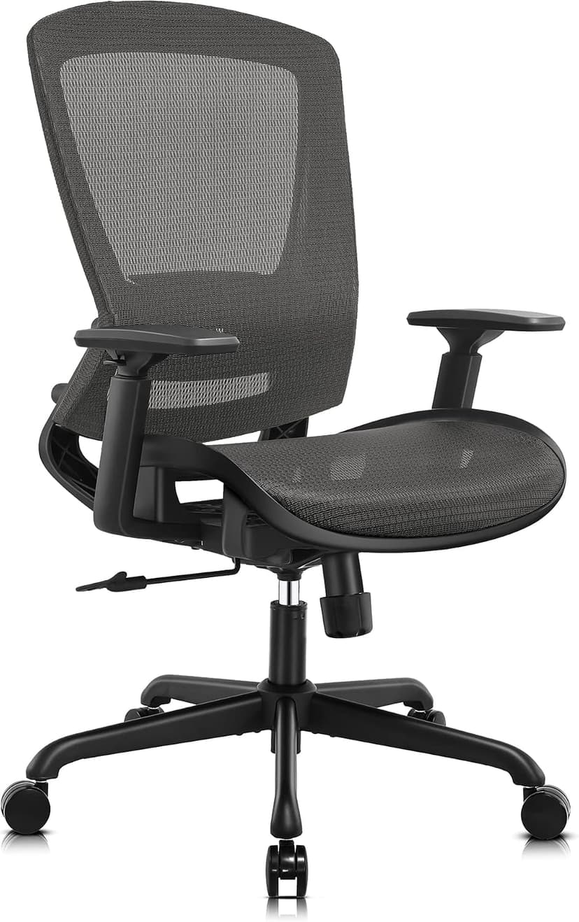 ELABEST T96 Mesh Office Chair,Ergonomic Computer Desk Chair,Sturdy Task Chair- Adjustable Lumbar Support & Armrests,Tilt Function,Comfort Wide Seat,Swivel Home Office Chair
