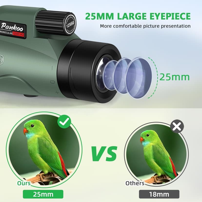 Pankoo 12x60 HD Monocular Telescope for Adults high Powered | Comes with Smartphone Adapter Tripod Hand Strap | Suitable for Bird Watching Sports Hiking Traveling
