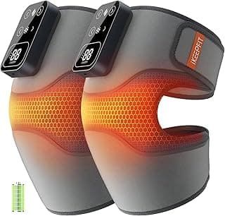 Cordless Knee Massager with Heat Vibration for Pain Relief, MAXwarm 4.0[2025 Upgraded] - Electric Heated Knee Brace with 5 Heat Levels and 3 Massage Mode, Gifts for Men Women (Grey, Pair)