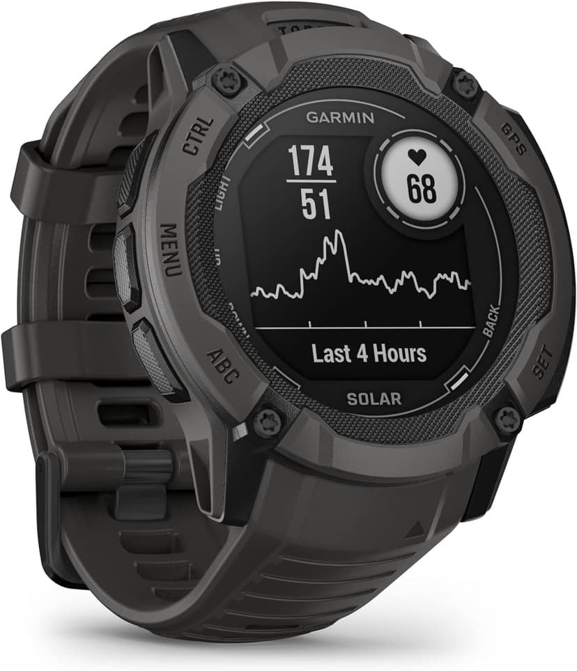 Garmin Instinct 2X Solar, Rugged GPS Smartwatch, Built-in Flashlight, Solar Charging Capability, Multi-Band GNSS, Graphite