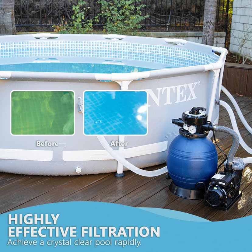 XtremepowerUS High-Flo Sand Filter Pump System 13" Filter Tank 10,000 Gal Above Ground Pool 3/4HP Pool Pump 2400GPH Flow