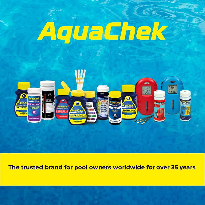 AquaChek 7-Way Pool and Spa Test Strips - Silver Pool Test Strips For pH, Total Chlorine, Free Chlorine, Bromine, Alkalinity, Total Hardness, and Cyanuric Acid - Water Quality Testing Kit (100 Strips)