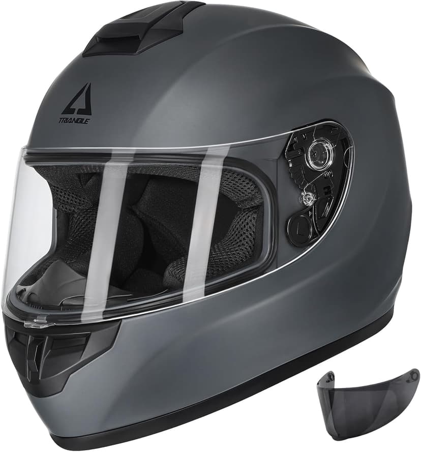 TRIANGLE Full Face Motorcycle Helmet DOT Approved, Street Bike Racing Helmet for Men Women with Tinted & Clear Visors & Carrying Bag