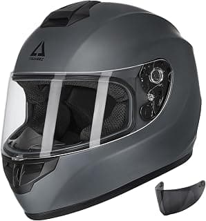 TRIANGLE Full Face Motorcycle Helmet DOT Approved, Street Bike Racing Helmet for Men Women with Tinted & Clear Visors & Carrying Bag