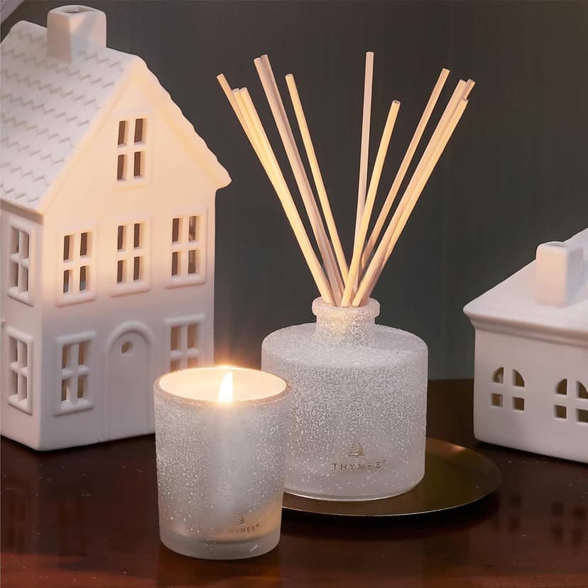 Thymes Frasier Fir Reed Diffuser Set – Includes Reeds, Fragrance Oil, and Frosted Glass Bottle – Fragrance Oil Diffuser – Room Fresheners – Luxury Home Decor – White (Flocked, 4 fl oz) B0D1VZKBS5