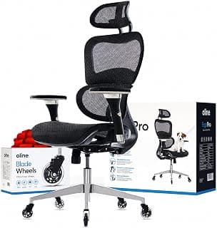 Oline ErgoPro Ergonomic Office Chair, Rolling Desk Chair with 4D Adjustable Armrest, 3D Lumbar Support, Blade Wheels, Mesh Computer Gaming Executive Swivel Chairs Chair (Black)
