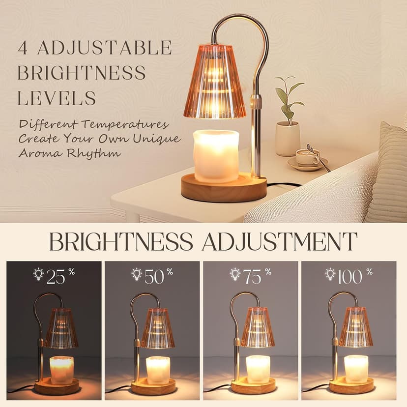 SnowBB Candle Warmer Lamp with Timer Dimmer, Adjustable Height, Birthday Gifts for Women Mom Friend Sister, House Warming Gift New Home Decor, Vintage Wax Melt Warmer, Christmas White Elephant Gifts B0FDWT6XTF