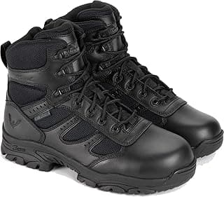 Thorogood Deuce 6” Waterproof Side-Zip Black Tactical Boots for Men and Women with Full-Grain Leather, Soft Toe, and Slip-Resistant Outsole; BBP & EH Rated