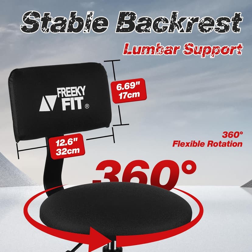 Shop Stool with Backrest, Mechanic Garage Stool for Workshop, Adjustable Shop Stools Chair, Padded Workbench Stools for Men Women, 300 LBS Capacity, 360° Swivel PVC Seat, Heavy Duty, Black