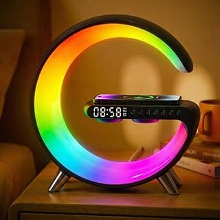 Smart LED Table Lamp for Bedroom with Wireless Charging Bluetooth Speaker, App Controlled Night Light for Kids, Christmas Birthday Gifts for Teens Adults Desk Office Bedroom Decor (Black B0GTYVCXBM