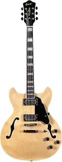 Grote Full Scale Electric Guitar Semi-Hollow Body Guitar Stainless Steel Frets (Natural)