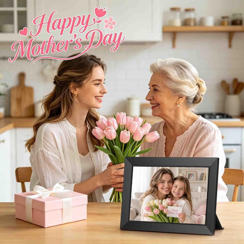1280x800 HD IPS Touch Screen, Slideshow, Auto-Rotate, Tabletop/Wall, Send Photos/Videos from Phone, Gifts for Mom - Black Frameo 10.1" WiFi Digital Picture Frame, Electronic Photo Frames - 32GB B0D8JDPKKS