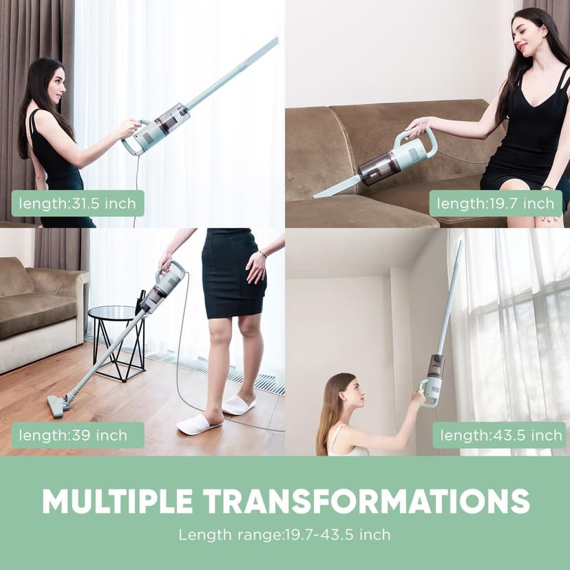 Stick Vacuum Cleaner, Corded Handheld Vacuum Cleaner Mini Electric Broom for Pet Hair Hardwood Floor Cat Litter Cleaning (13ft-Cord)