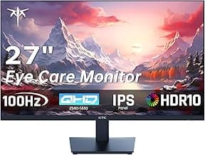 KTC 27 Inch QHD Computer Monitor, 2K 100Hz IPS Gaming Monitor, 1440P Frameless Eye Care PC Office Monitor with HDMI/DP, FreeSync & G-Sync, HDR10, VESA, Tilt Adjustable