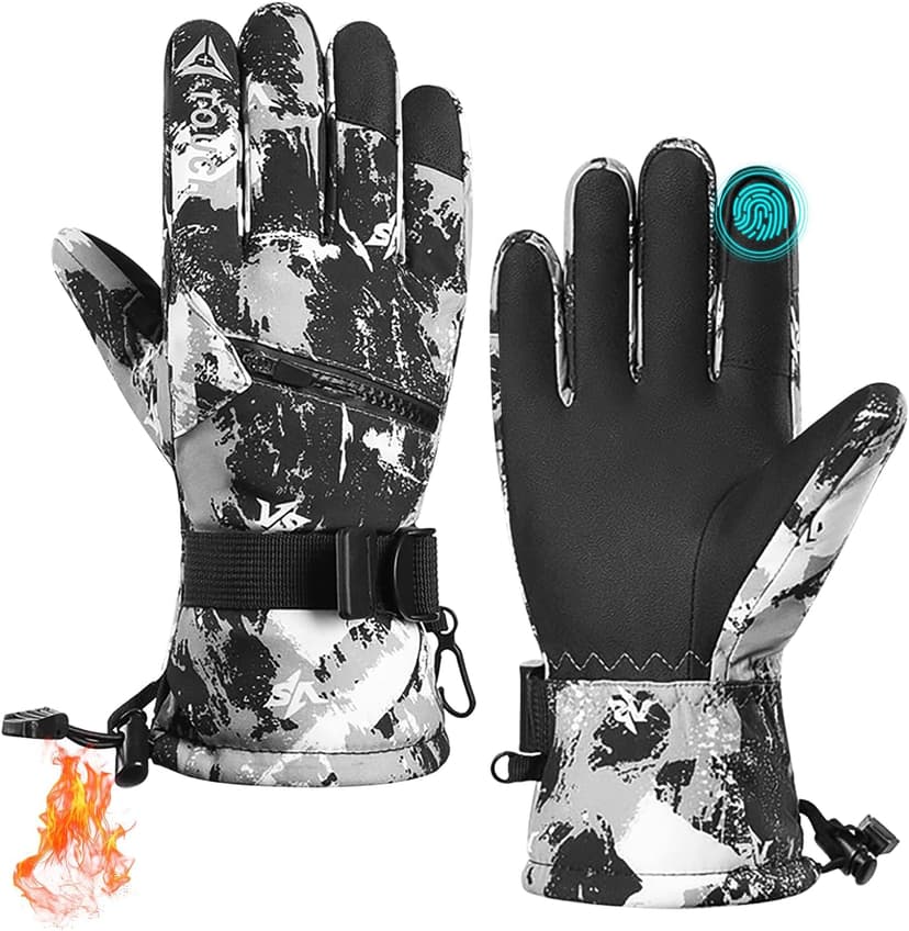 VZVXDW Winter Gloves, Waterproof Thermal Touchscreen Ski Glove, Suit for Ski, Cycling, Hiking, Driving, Typing, Freezer Work