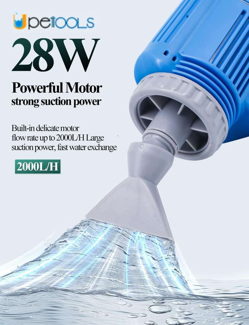 UPETTOOLS Aquarium Gravel Cleaner - Electric Automatic Removable Vacuum Water Changer Sand Algae Cleaner Filter Changer 110V/28W