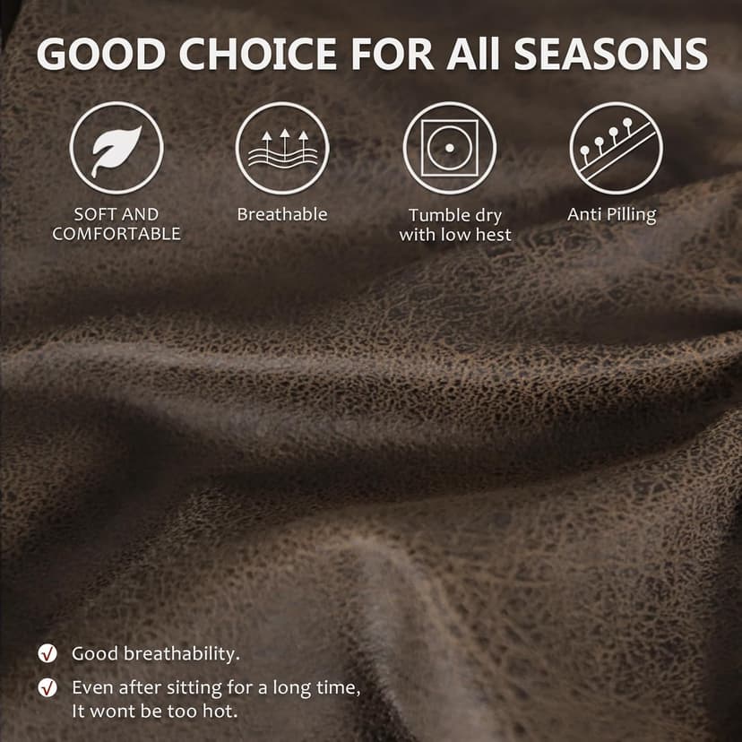 ANARACHON Leather Look Recliner Couch Cover 8-Piece Recliner Sofa Slipcovers 3 Seater for Reclining Couches Furniture Protector Spandex Fabric Washable (Recliner Sofa, Brown)