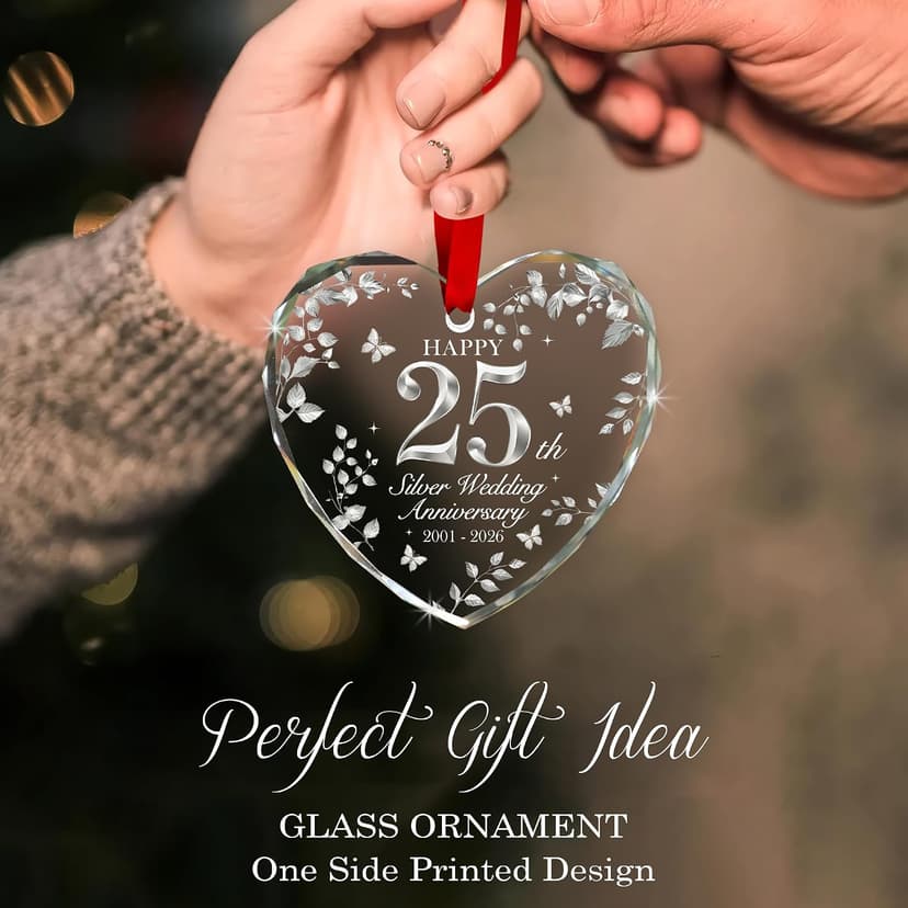 25th Wedding Anniversary Ornament 2001–2026, Silver Anniversary Wedding Gifts Keepsake, 25 Year Anniversary Marriage Gift for Couple, Wife, Husband B0G8KSNVCM