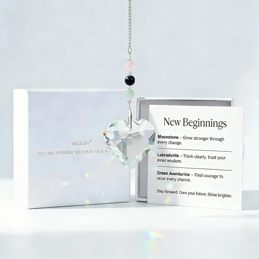 Hegelda Birthday Gifts for Women, Mom, Friend - Mothers Day Inspirational Gifts for Friends Her Coworkers Girlfriend Wife Mom Daughter Sister Aunt - Healing Crystals Heart Suncatcher for Window B0GH77WFSD